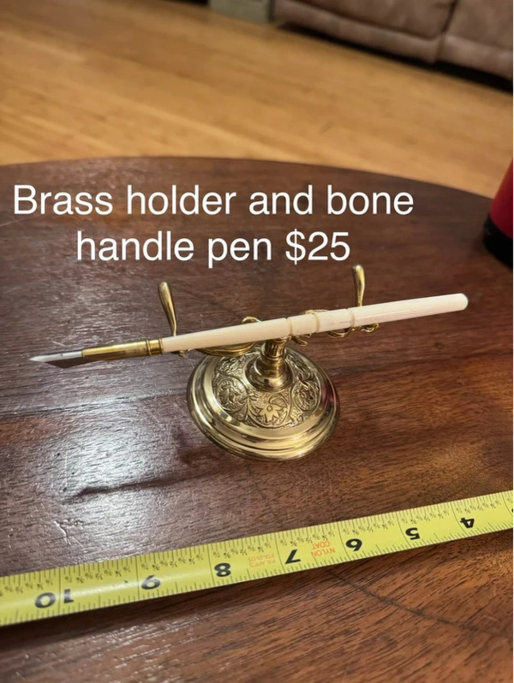 Brass Pen Holder with bone handle pen